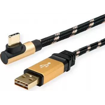 ROLINE 11.02.9060 USB kabelis 0,8 m USB 2.0 USB A USB C melns - zelta (11.02.9060)