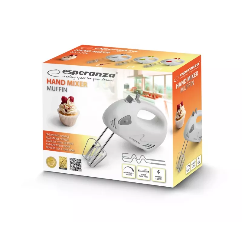 Rokas mikseris Esperanza MIKSER RÄCZNY MUFFIN EKM007WE 150W