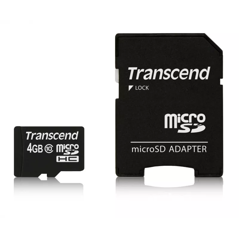 Flash atmiņa Transcend 4GB MicroSDHC Class 10 ar adapteri