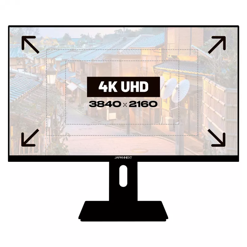JAPANNEXT 4K UHD monitors 60,45 cm (23,8) 3840x2160 pikseļi, IPS panelis, 8 ms, 60 Hz, AMD FreeSync, HDMI, DisplayPort (JN-IPS2380UHDR-C65W-HSP)