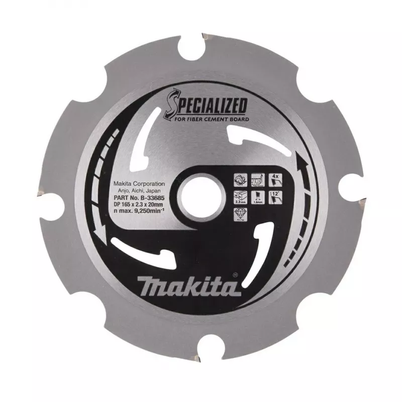 MAKITA RIPZĀĢA ASMENS 165x20x4Z SPECIĀLAIS FIBROCEMENTA PLĀKSNĒM