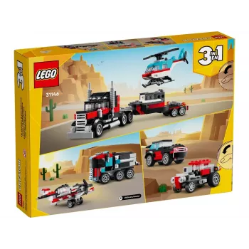 LEGO Creator 2-in-1 komplekts “Flatbed Truck with Helicopter” 31146, pārveidojams būvējums bērniem