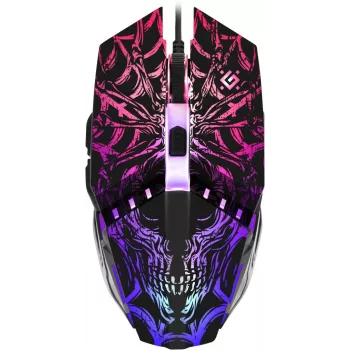 Spēļu pele DEFENDER GM-670L Ambidextrous optiskā, 2400 DPI, 5 pogas, vadu, melna, RGB
