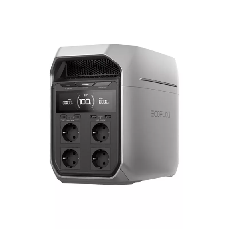 Pārnēsājama elektrostacija EcoFlow DELTA 3 Plus — LiFePO4 1024 Wh, 1800 W, 4 AC kontaktligzdas, 12,5 kg