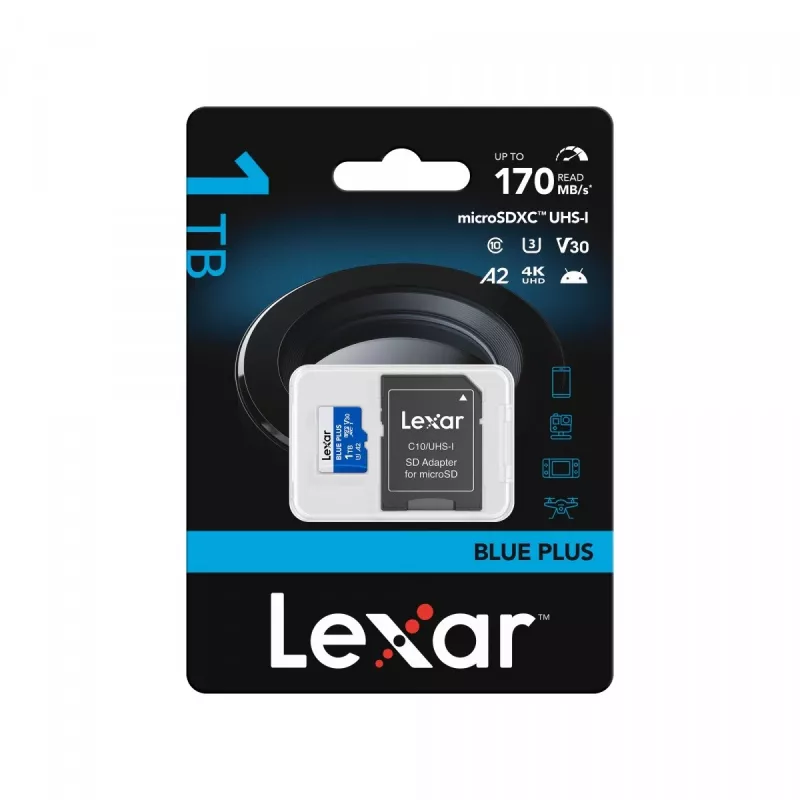 Atmiņas karte microSD 1TB C10 A2 U3 V30 170MB/s Blue Plus