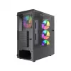 PC Case GEMBIRD Fornax 4300 Midi Tower ATX, rūdīts stikls, 2x3.5 collu nodalījumi, 3x2.5 collu nodalījumi, ARGB ventilatoru atbalsts, USB 3.2 Gen1