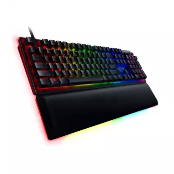 Vadu spēļu tastatūra Razer Huntsman V2 — klikšķoši violeta optiskie slēdži, RGB LED