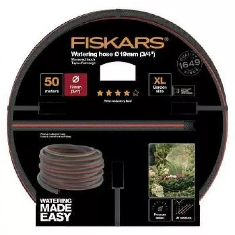 Dārza šļūtene Fiskars 1027111 50 m virszemes melna sarkana