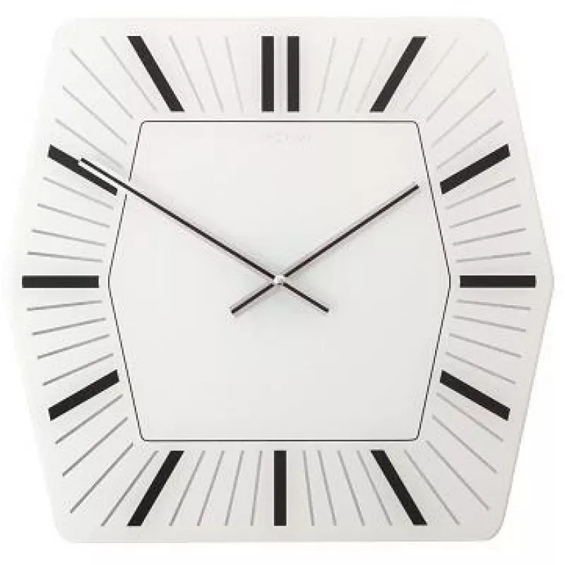 NeXtime pulkstenis 8128wi Hexagon, 43x43 cm, sienas, balts