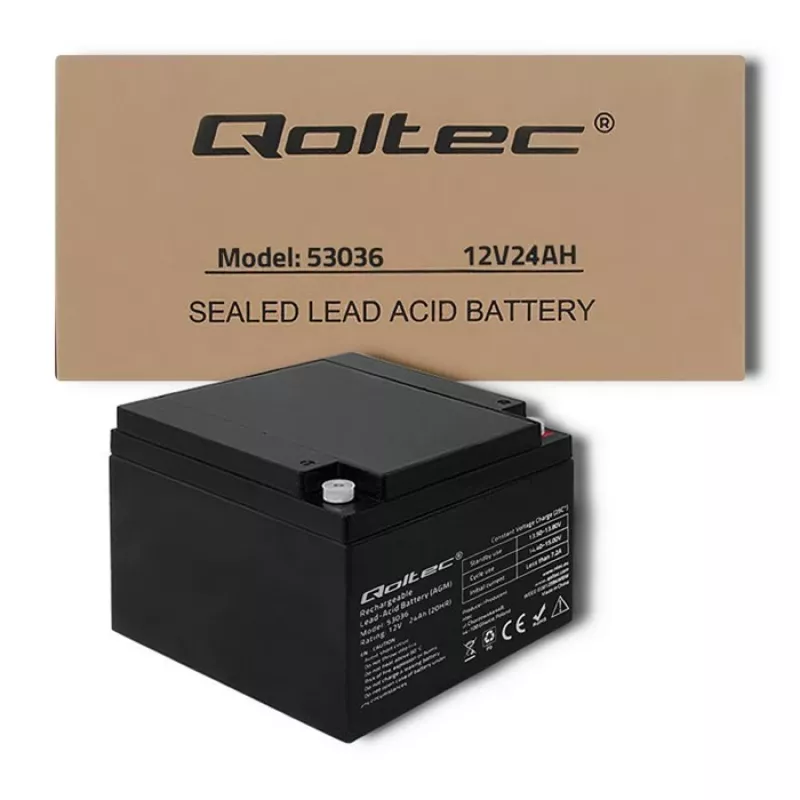 Qoltec 53036 AGM akumulators | 12V | 24Ah | maks. 360A