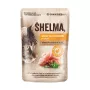 Mitrā kaķu barība SHELMA Rich in chicken in sauce 85 g — pilnvērtīga barība pieaugušiem kaķiem, 10% olbaltumvielu, 81% mitruma