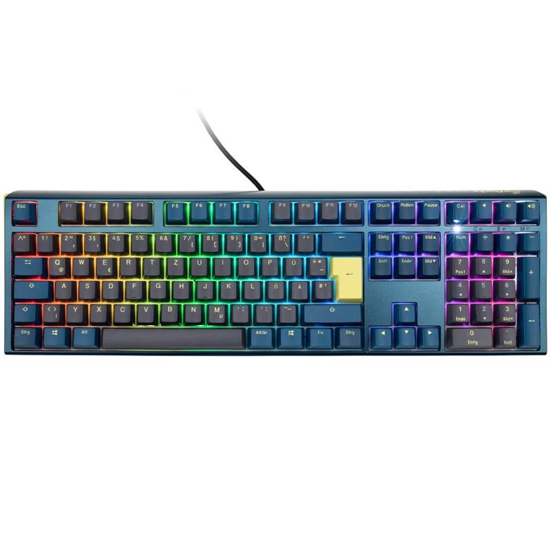 Ducky One 3 Daybreak RGB spēļu tastatūra, USB, vācu, melna, zila, zaļa