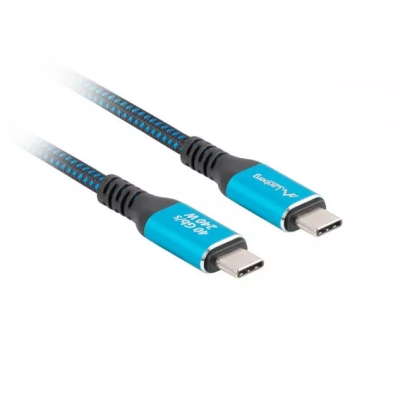 USB-C kabelis LANBERG CA-CMCM-45CU-0010-BK 1 m, 240W jauda, 8K@60Hz video