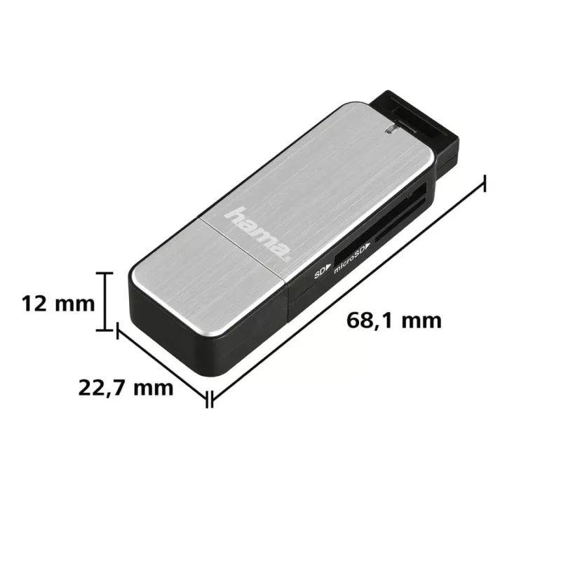 Hama 123900 karšu lasītājs USB 3.2 Gen 1 (3.1 Gen 1) Melns, Sudraba