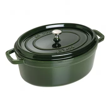 Staub La Cocotte 33 cm ovāls čuguna katls, bazilika zaļš