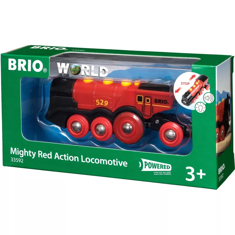 BRIO 33592 bateriju dzelzceļa lokomotīve, melna/sarkana