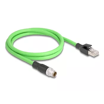 Tīkla kabelis DeLOCK M12 Kabelis X-kodēts 8 kontaktu vīrišķais uz RJ45 vīrišķais PUR (TPU) 1 m