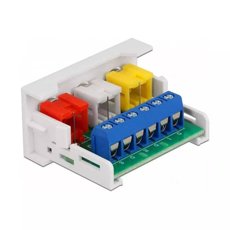 Delock Easy 45 modulis, 3 x RCA ligzdas, 22,5 x 45 mm, balts