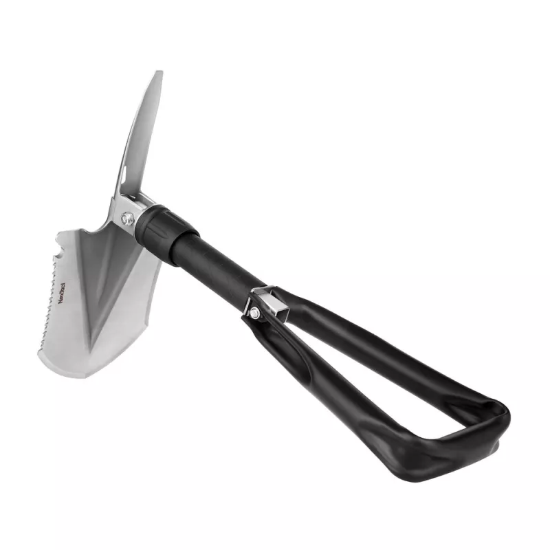 Salokāma lāpstiņa Nextool NE20033 — kompakta daudzfunkciju mini lāpstiņa, salocītā garumā 20,6 cm, izvērstā 50,3 cm, svars 797 g, platums 128 mm