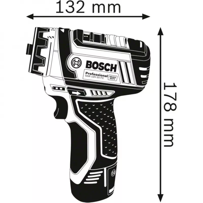 Bosch GSR 12V-15 FC Professional Keyless 600 g Melns, Blue