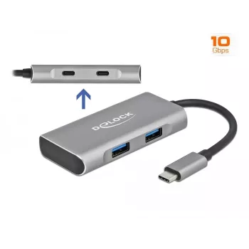 USB centrmezgls DeLOCK ārējais USB 10 Gbps USB Type-C centrmezgls 63260