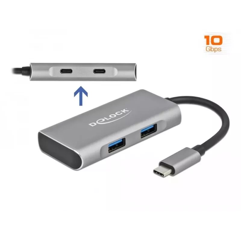 USB centrmezgls DeLOCK ārējais USB 10 Gbps USB Type-C centrmezgls 63260