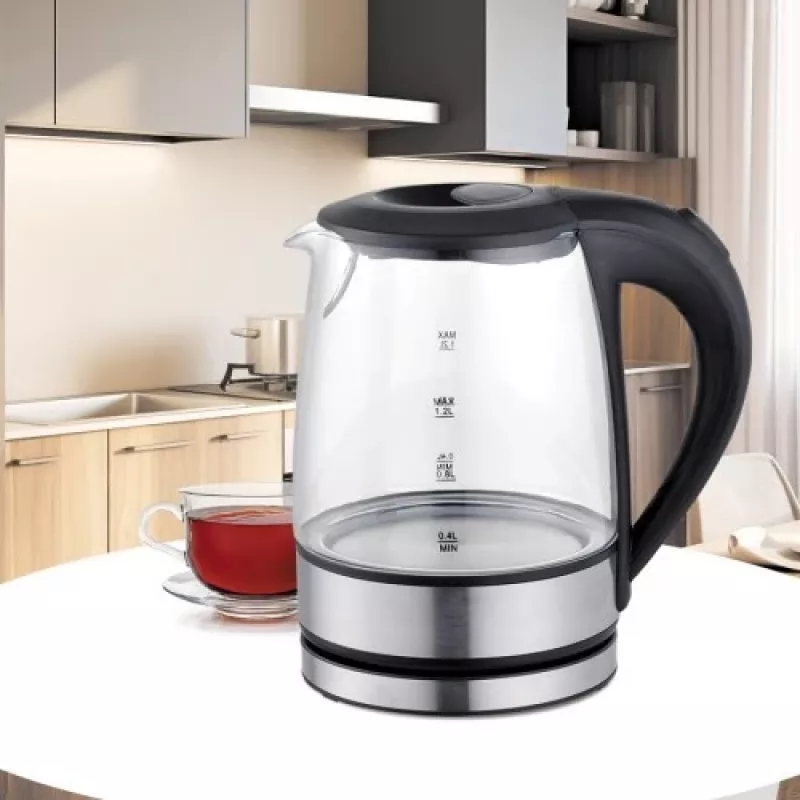 Maestro MR-062-BLACK elektriskā stikla tējkanna, 1630 W, 1,2 L