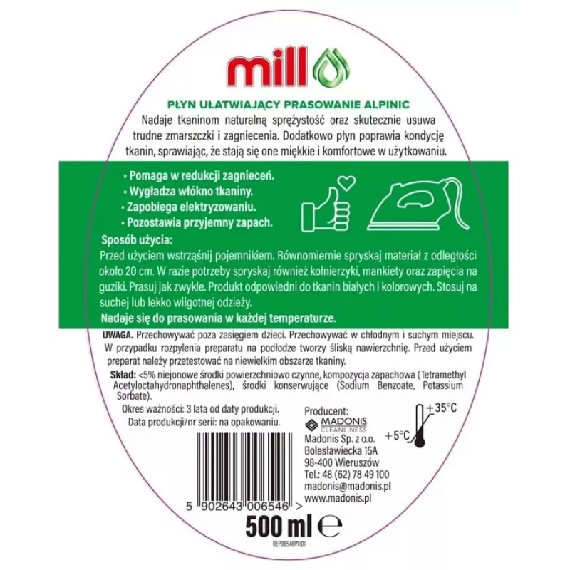 Mill ALPINIC gludināšanas palīglīdzeklis šķidrs aerosols 500 ml