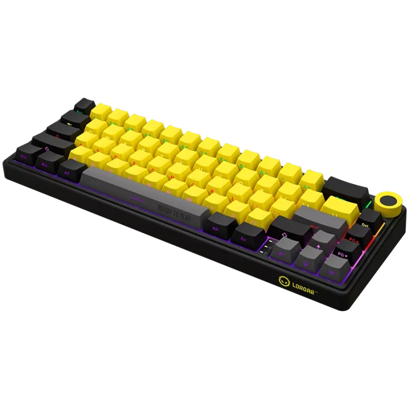 Mehāniskā spēļu tastatūra LORGAR KBP70MW 65% melna dzeltena EN izkārtojums