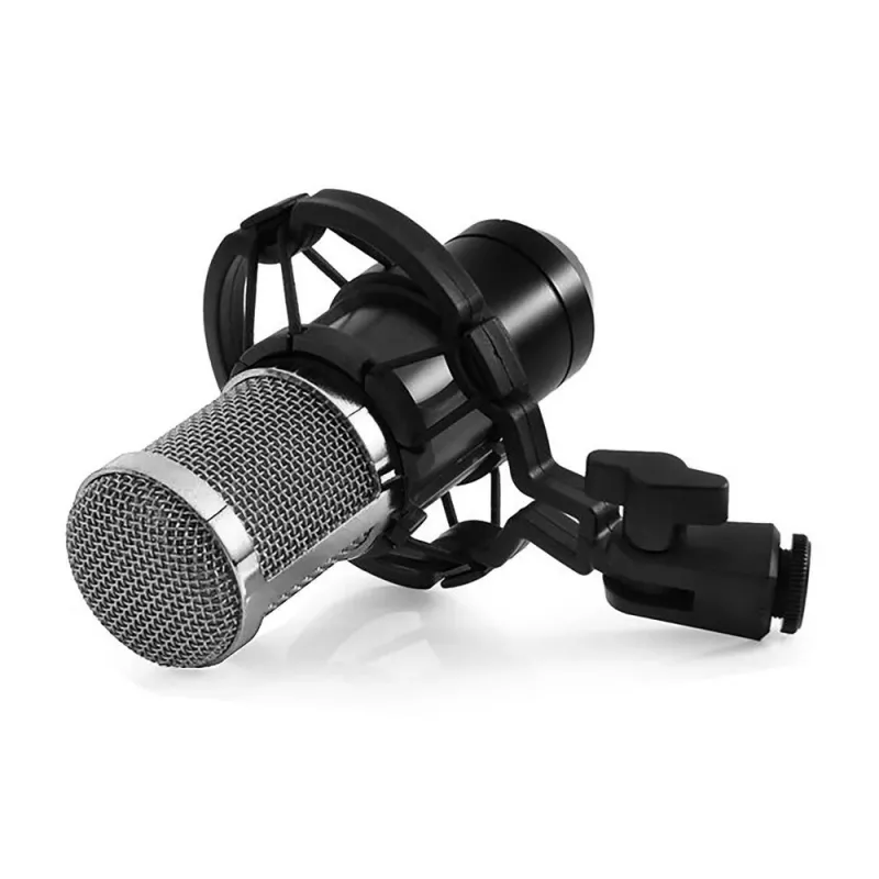 PC mikrofons MEDIA-TECH MT397S — vadu, XLR ieeja, 20–20000 Hz, 150 Ω, -32 dB, 2,4 m kabelis, galda statīvs, melns