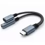 Adapteris 2w1 USB-C uz USB-C un 3,5 mm ligzdu PD 15W