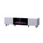 TV skapītis Cama Meble PAFOS EF ar elektrisko kamīnu 180×42×49 cm, balts, matēts
