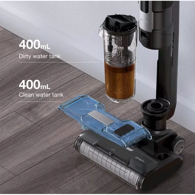 2-in-1 stieņa putekļsūcējs Jimmy HW9 — mitrā tīrīšana, baterija 25,2V, 300W, bezmaisa, LED displejs, melns