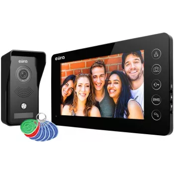 Video durvju telefons EURA VDP-76A3 melns monitors