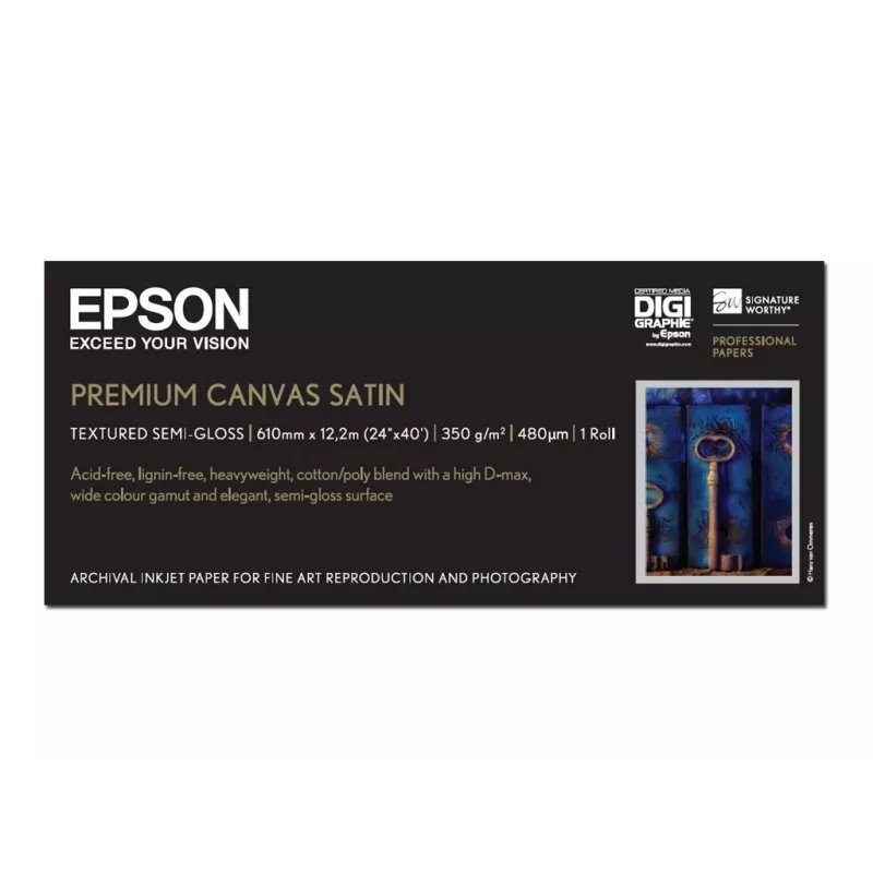 Epson Premium Canvas Satin, 24 collas x 12,2 m, 350 g/m²