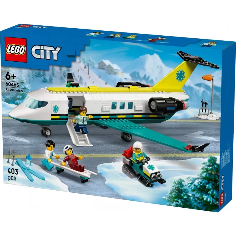 LEGO City Avārijas lidmašīna 60465 – neliels glābšanas lidaparāta būvēšanas komplekts, 403 detaļas, 4 minifigūriņas, vecums 6+