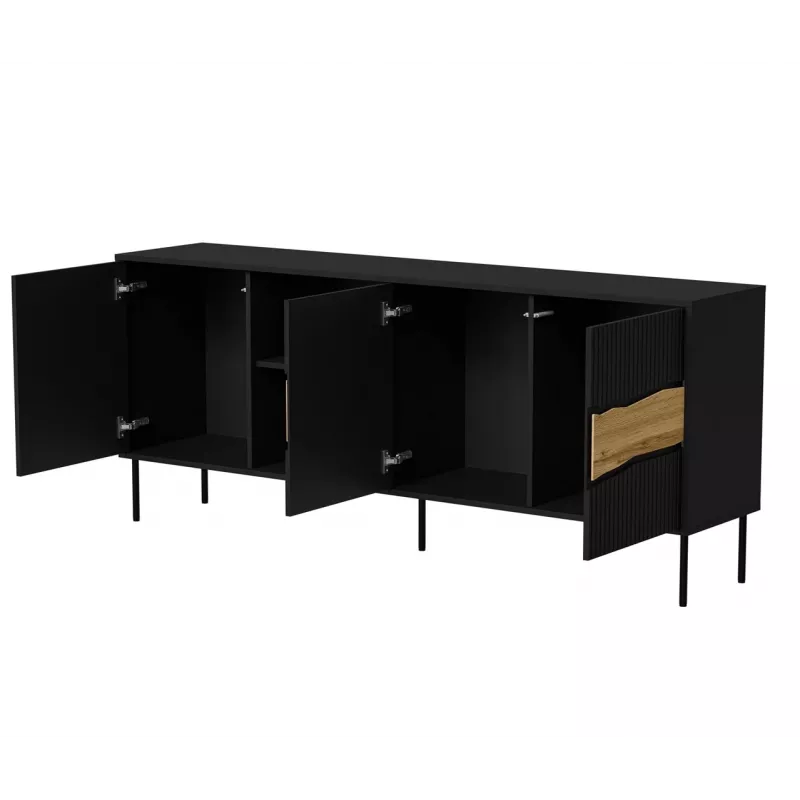 Cama INSERTO 3D1W kumode 190x40x80 melns + LED