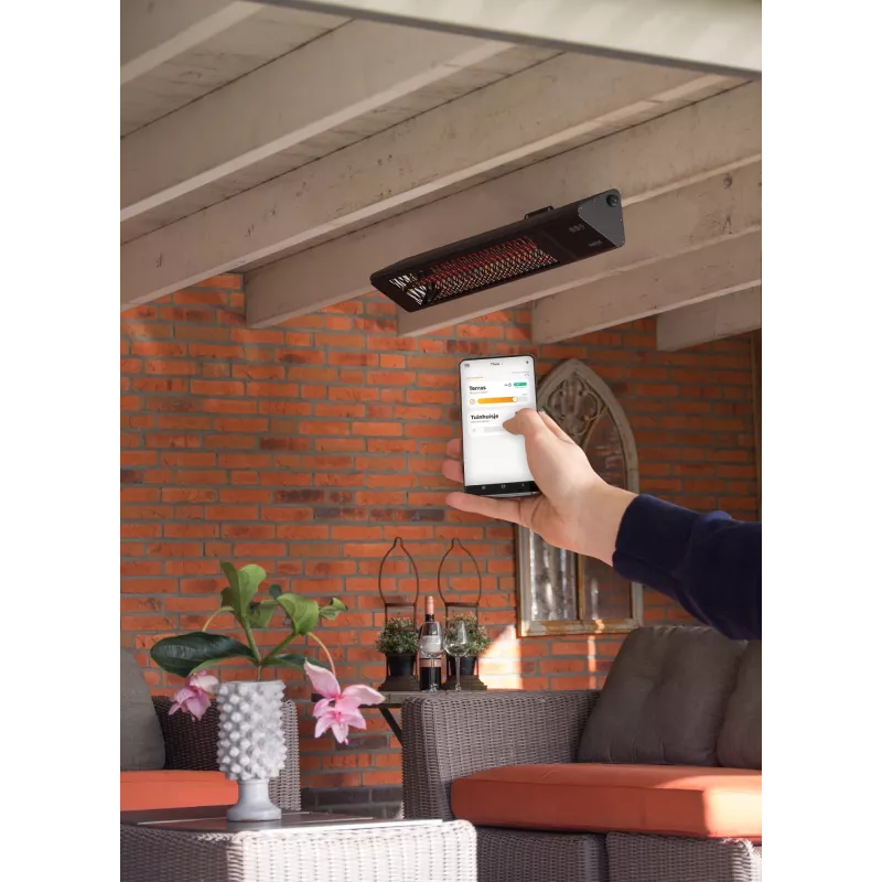 Infrasarkanais sildītājs SUNRED PRO25W-SMART, pie sienas stiprināms trīsstūrveida tumšs, 2500 W, melns, IP55