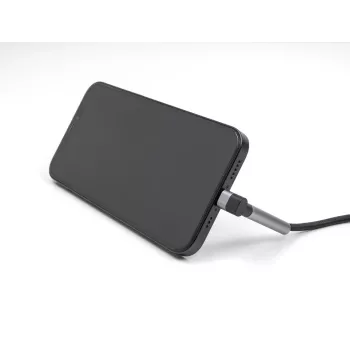 USB Type-C uz Lightning uzlādes un datu kabelis ar leņķveida savienotāju un statīva funkciju, DELOCK 1.5 m, 9 V 3 A (MFi)