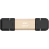 USB zibatmiņa Silicon Power DS72 250 GB, USB 3.2 Gen 2 Type-A / Type-C, alumīnijs/gumijas vāciņš, zelta krāsa