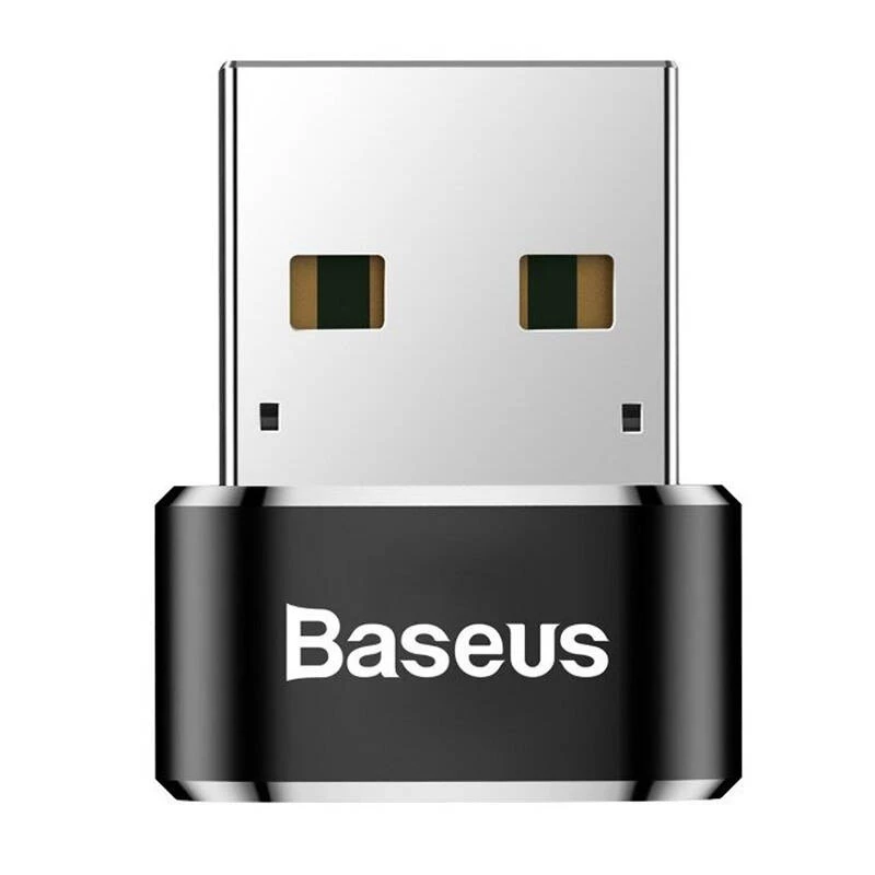 Baseus USB vīriešu savienotājs uz Type-C sieviešu adaptera pārveidotājs melns