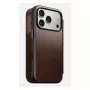 Mobilā tālruņa vāciņš Nomad Modern Leather Folio iPhone 17 Pro, āda/alumīnijs, 16 cm (6,3 collas) brūns, 4 karšu kabatas