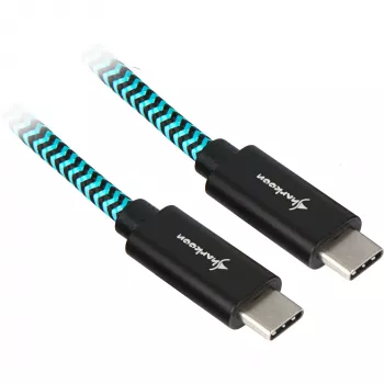 USB 3.2 Gen 2 kabelis, USB-C spraudnis > USB-C spraudnis (melns/gaiši zils, 0,5 metri, apvalkots)