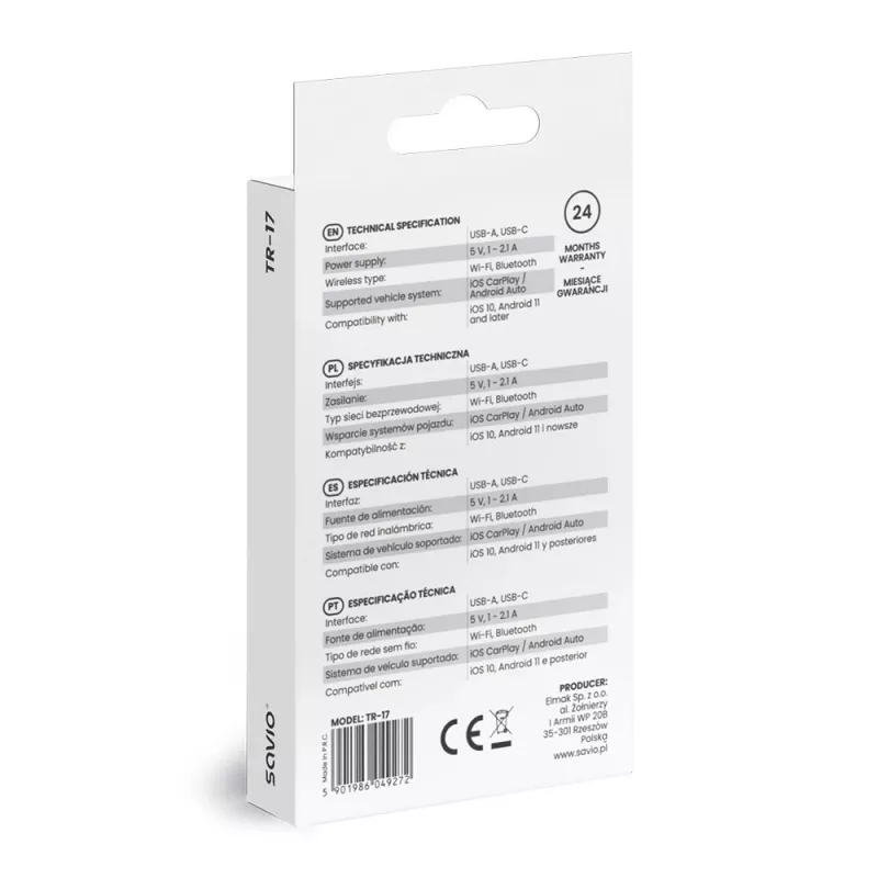 Bezvadu audio raidītājs Savio TR-17 Bluetooth USB 10 m Melns