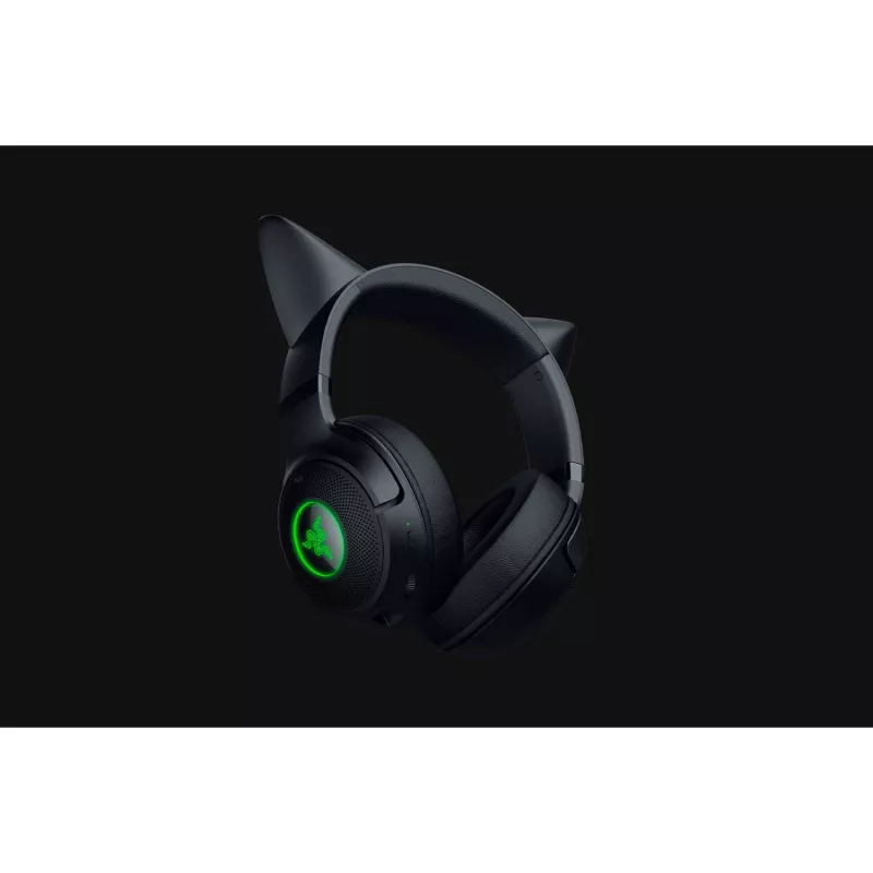 Austiņas Razer Kraken Kitty V2 BT — Bezvadu Bluetooth, apkārtauss, galvas stīpa, 20–20000 Hz, 325 g, melnas
