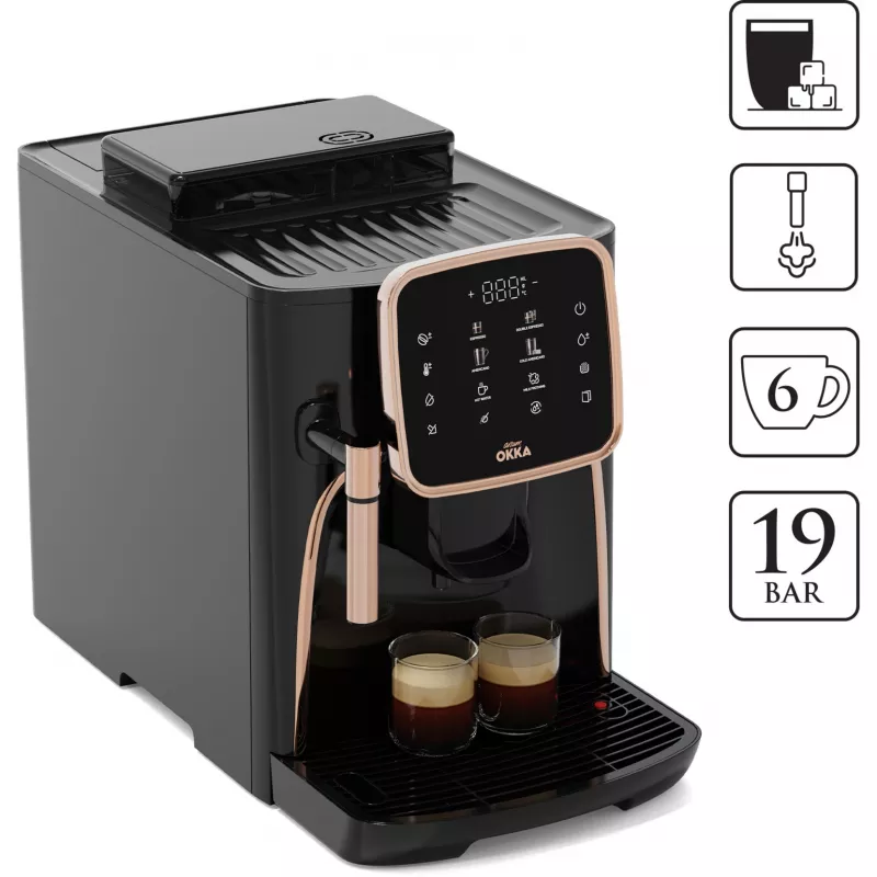 Okka Espresso Pro, pilnībā automātiska, melna/bronza, 1450 W
