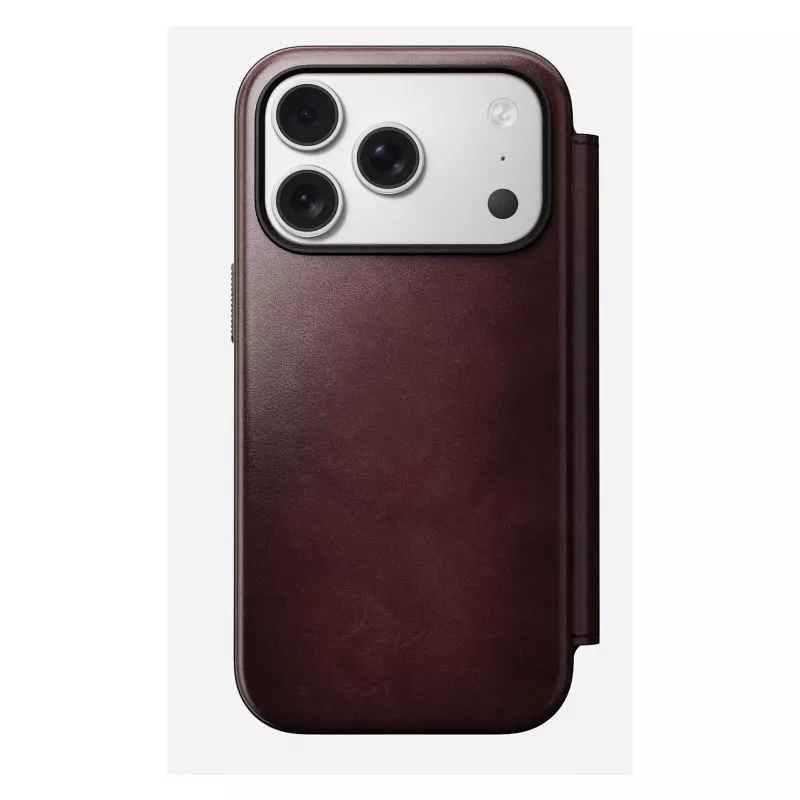 Mobilā tālruņa vāciņš Nomad Modern Leather Folio priekš Apple iPhone 17 Pro, 6,3 collas (16 cm), ādas, bordo