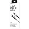 Celly 4-IN-1 kabelis A+C to C+LIGHT 2M BK