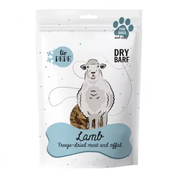 Liofilizēti jēra gaļas gardumi suņiem PAKA ZWIERZAKA Lio Pepe Lamb XL 90 g — vienas sastāvdaļas XL gabali