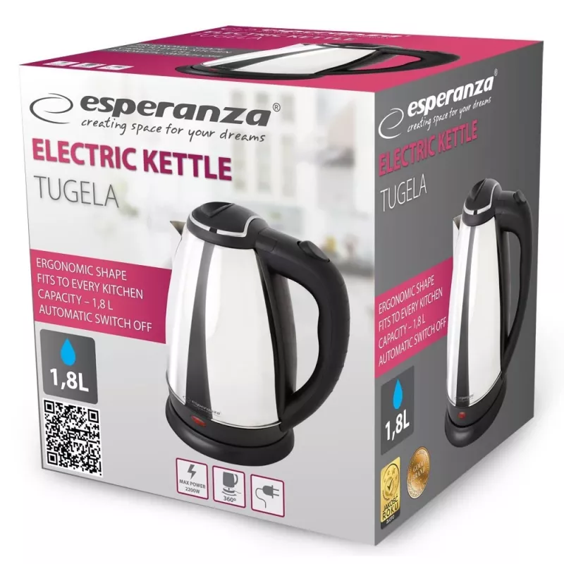 Esperanza EKK104S Elektriskā tējkanna 1.8 L 2200 W Sudraba
